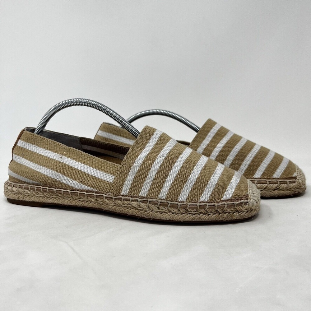 Vionic Valeri Espadrille Flats Sand Stripe Stretch Slip On Shoes Size 8.5